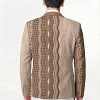 Vintage Beige Hawaiian Traditional Kapa Mix Flowers Lei Blazer