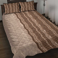 Vintage Beige Hawaiian Traditional Kapa Mix Flowers Lei Quilt Bed Set