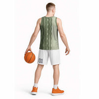 Vintage Sage Green Hawaiian Traditional Kapa Mix Flowers Lei Basketball Jersey