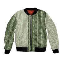 Vintage Sage Green Hawaiian Traditional Kapa Mix Flowers Lei Bomber Jacket LT7 Unisex Sage Green - Polynesian Pride