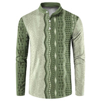 Vintage Sage Green Hawaiian Traditional Kapa Mix Flowers Lei Button Sweatshirt LT7 Sage Green - Polynesian Pride
