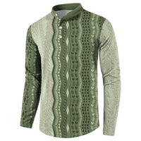 Vintage Sage Green Hawaiian Traditional Kapa Mix Flowers Lei Button Sweatshirt LT7 - Polynesian Pride