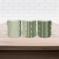 Vintage Sage Green Hawaiian Traditional Kapa Mix Flowers Lei Ceramic Mug LT7 - Polynesian Pride