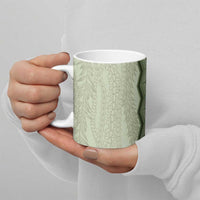 Vintage Sage Green Hawaiian Traditional Kapa Mix Flowers Lei Ceramic Mug LT7 - Polynesian Pride