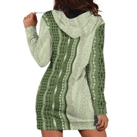 Vintage Sage Green Hawaiian Traditional Kapa Mix Flowers Lei Hoodie Dress