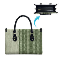 Vintage Sage Green Hawaiian Traditional Kapa Mix Flowers Lei Leather Bag