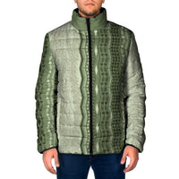 Vintage Sage Green Hawaiian Traditional Kapa Mix Flowers Lei Padded Jacket