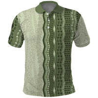 Vintage Sage Green Hawaiian Traditional Kapa Mix Flowers Lei Polo Shirt LT7 Sage Green - Polynesian Pride