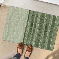 Vintage Sage Green Hawaiian Traditional Kapa Mix Flowers Lei Rubber Doormat