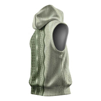 Vintage Sage Green Hawaiian Traditional Kapa Mix Flowers Lei Sleeveless Hoodie