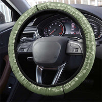 Vintage Sage Green Hawaiian Traditional Kapa Mix Flowers Lei Steering Wheel Cover LT7 - Polynesian Pride
