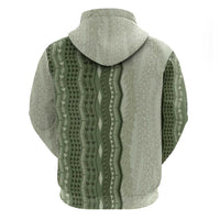 Vintage Sage Green Hawaiian Traditional Kapa Mix Flowers Lei Zip Hoodie LT7 - Polynesian Pride