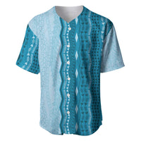 Vintage Cobalt Blue Hawaiian Traditional Kapa Mix Flowers Lei Baseball Jersey