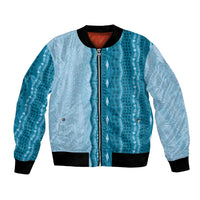 Vintage Cobalt Blue Hawaiian Traditional Kapa Mix Flowers Lei Bomber Jacket LT7 Unisex Cobalt Blue - Polynesian Pride