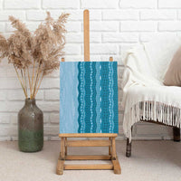 Vintage Cobalt Blue Hawaiian Traditional Kapa Mix Flowers Lei Canvas Wall Art