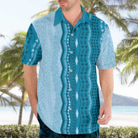Vintage Cobalt Blue Hawaiian Traditional Kapa Mix Flowers Lei Hawaiian Shirt LT7 - Polynesian Pride