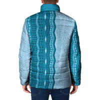 Vintage Cobalt Blue Hawaiian Traditional Kapa Mix Flowers Lei Padded Jacket