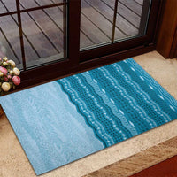 Vintage Cobalt Blue Hawaiian Traditional Kapa Mix Flowers Lei Rubber Doormat
