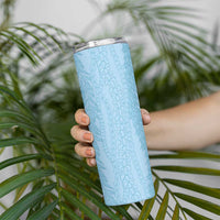 Vintage Cobalt Blue Hawaiian Traditional Kapa Mix Flowers Lei Skinny Tumbler