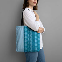 Vintage Cobalt Blue Hawaiian Traditional Kapa Mix Flowers Lei Tote Bag