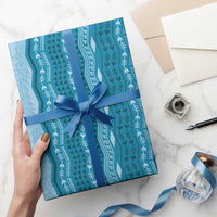 Vintage Cobalt Blue Hawaiian Traditional Kapa Mix Flowers Lei Wrapping Paper