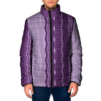 Vintage Violet Hawaiian Traditional Kapa Mix Flowers Lei Padded Jacket LT7 Men Violet - Polynesian Pride