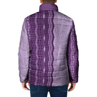 Vintage Violet Hawaiian Traditional Kapa Mix Flowers Lei Padded Jacket LT7 - Polynesian Pride