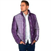 Vintage Violet Hawaiian Traditional Kapa Mix Flowers Lei Padded Jacket LT7 - Polynesian Pride