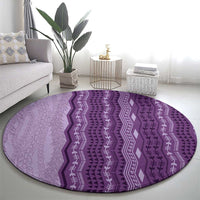 Vintage Violet Hawaiian Traditional Kapa Mix Flowers Lei Round Carpet LT7 - Polynesian Pride