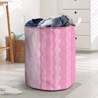 Vintage Pink Hawaiian Traditional Kapa Mix Flowers Lei Laundry Basket LT7 Pink - Polynesian Pride
