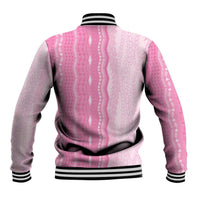 Vintage Pink Hawaiian Traditional Kapa Mix Flowers Lei Baseball Jacket LT7 - Polynesian Pride