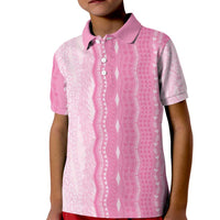 Vintage Pink Hawaiian Traditional Kapa Mix Flowers Lei Kid Polo Shirt