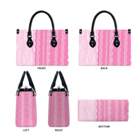 Vintage Pink Hawaiian Traditional Kapa Mix Flowers Lei Leather Bag