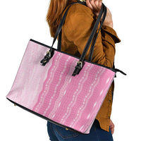 Vintage Pink Hawaiian Traditional Kapa Mix Flowers Lei Leather Tote Bag