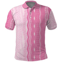 Vintage Pink Hawaiian Traditional Kapa Mix Flowers Lei Polo Shirt LT7 Pink - Polynesian Pride