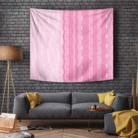 Vintage Pink Hawaiian Traditional Kapa Mix Flowers Lei Tapestry LT7 Pink - Polynesian Pride