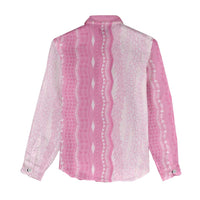 Vintage Pink Hawaiian Traditional Kapa Mix Flowers Lei Women Casual Shirt