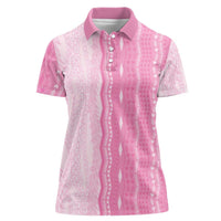 Vintage Pink Hawaiian Traditional Kapa Mix Flowers Lei Women Polo Shirt