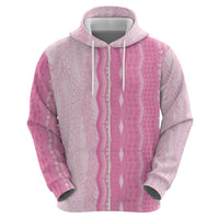 Vintage Pink Hawaiian Traditional Kapa Mix Flowers Lei Zip Hoodie LT7 - Polynesian Pride