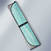 Vintage Teal Hawaiian Traditional Kapa Mix Flowers Lei Auto Sun Shade