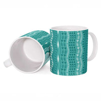 Vintage Teal Hawaiian Traditional Kapa Mix Flowers Lei Ceramic Mug LT7 - Polynesian Pride