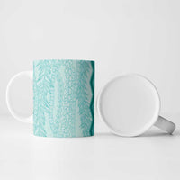 Vintage Teal Hawaiian Traditional Kapa Mix Flowers Lei Ceramic Mug LT7 - Polynesian Pride