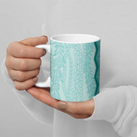 Vintage Teal Hawaiian Traditional Kapa Mix Flowers Lei Ceramic Mug LT7 - Polynesian Pride