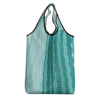 Vintage Teal Hawaiian Traditional Kapa Mix Flowers Lei Grocery Bag