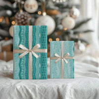 Vintage Teal Hawaiian Traditional Kapa Mix Flowers Lei Wrapping Paper