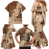 Samoa Women's Day Family Matching Mermaid Dress and Hawaiian Shirt Tiale Flower Mix Siapo Tapa LT7 - Polynesian Pride