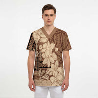 Samoa Women's Day Scrub Top Tiale Flower Mix Siapo Tapa LT7 - Polynesian Pride
