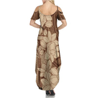 Samoa Women's Day Summer Maxi Dress - Tiale Flower Mix Siapo Tapa LT7 - Polynesian Pride