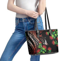 Aloha Hawaii Manta Rays Leather Tote Bag Red Ohia Lehua