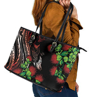 Aloha Hawaii Manta Rays Leather Tote Bag Red Ohia Lehua
